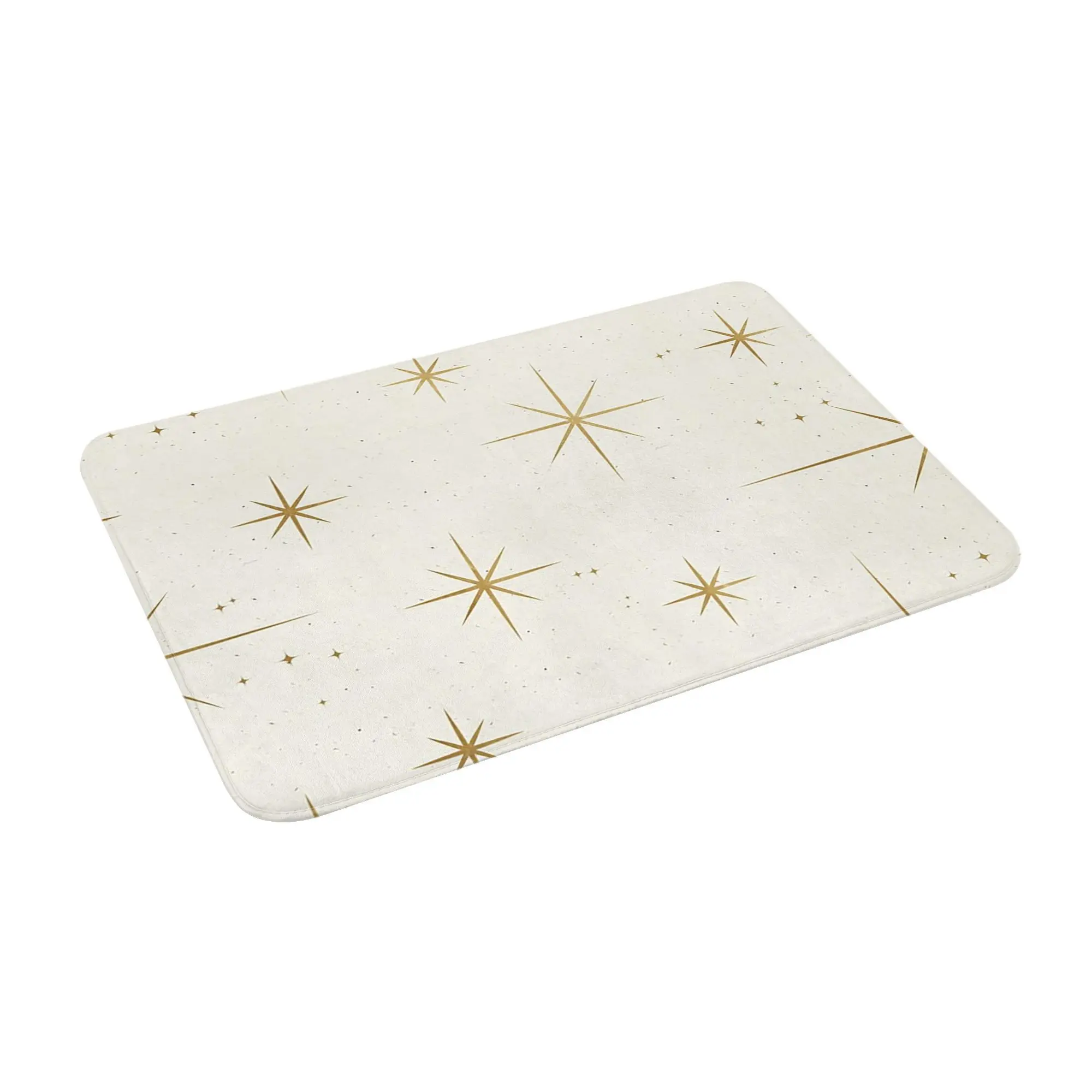 Gold Art Deco Stars Pattern Astronomical Vintage Style White Background Anti-slip Doormat Floor Mat Home Balcony Footpad Mats