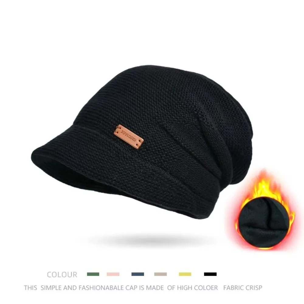 

Fashion Soft Knitted Hat Fleece Lined Short Brim Bonnet Windproof Thickened Beanies Outdoor