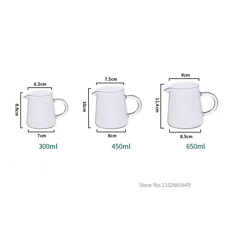 300/450/600ml Glass Pitcher Milk  Pitcher Mini Glass Pitcher Transparent Coffee Pitcher Glass Tea Milk Pourer Glass Creamer Pot