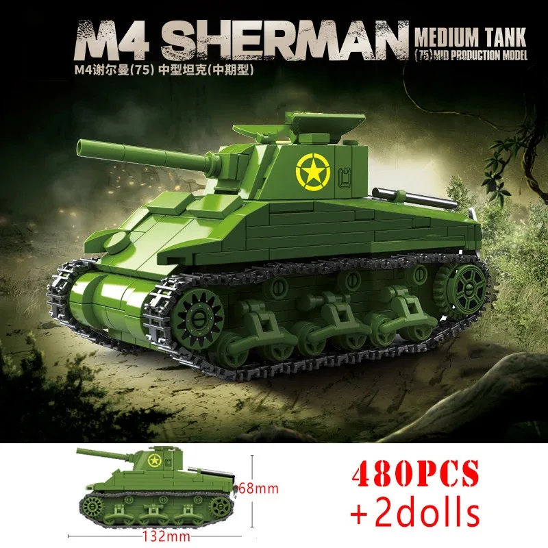 Exército dos eua militar guerra mundial ww2 m4 sherman 75 tanque médio blocos de construção stuart tanque tijolos brinquedos educativos para crianças presente