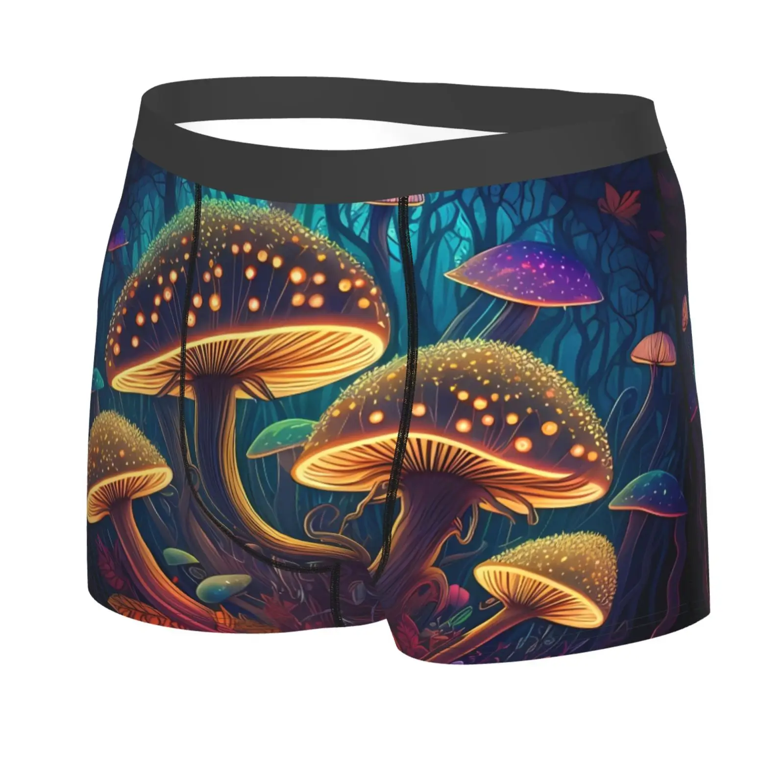 Forest Colorful Mushrooms Pattern Man's Boxer Briefs Breathable Funny Underwear High Quality Print Shorts Gift Idea