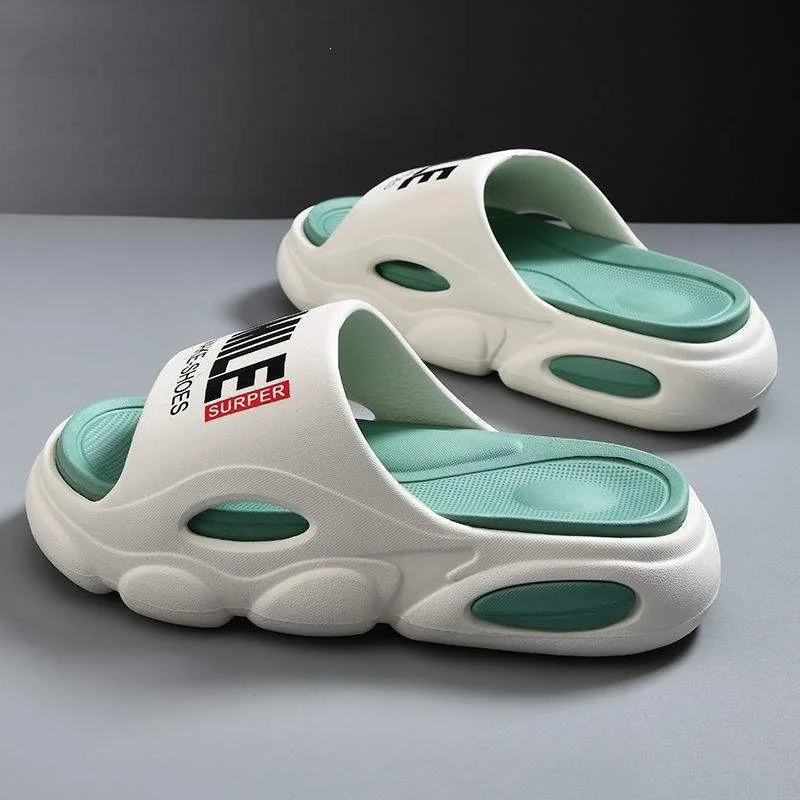 Men Thick Sole Summer Beach Slides Bathroom Anti Slip Slipper Soft Sandals Simplicity Ultra Light Letter Shoes Men Slippers image 5