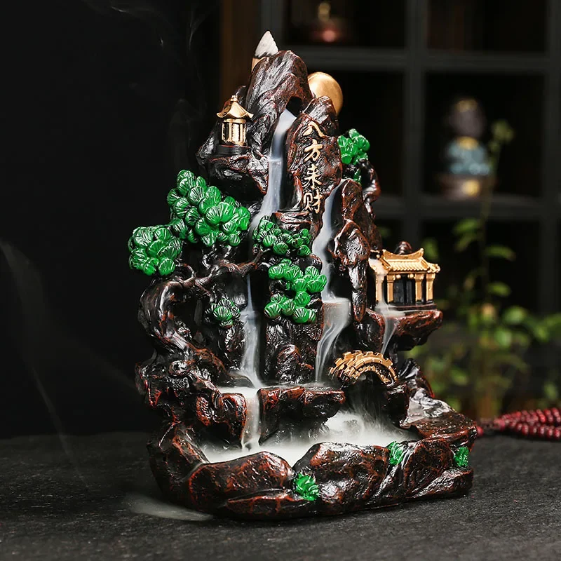 

Курильница с обратным потоком, водопад, эффект дыма, диффузор из агарового дерева, большой декор для чайного стола в стиле дзен, центральная часть для медитации, домашнее спокойствие