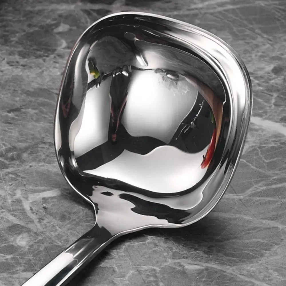 Sendok Sup Baja Tahan Karat Sendok Panci Panas Anti Selip Persegi Anti Panas Tahan Karat Pegangan Panjang Saringan Saus Panci Panas