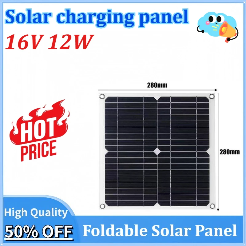 

Newly upgraded 16V 12W Foldable Solar Panel Portable Folding Bag Battery Charger for Phone Outdoor Camping Waterproof Power Bank