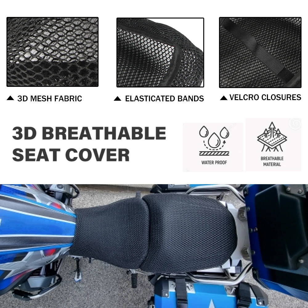 Capa de assento de malha antiderrapante para bmw r1200gs r1250gs lc aventura 2018-2023 náilon motocicleta almofada sela protetor de assento cobre