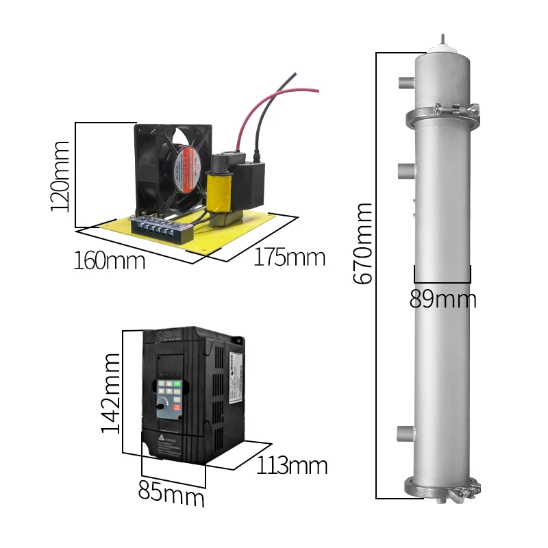 80 جرام/ساعة معالجة المياه الصناعية مجموعات مولد الأوزون قابل للتعديل أنبوب الأوزون الكوارتز/مولد أوزون التفريغ كورونا