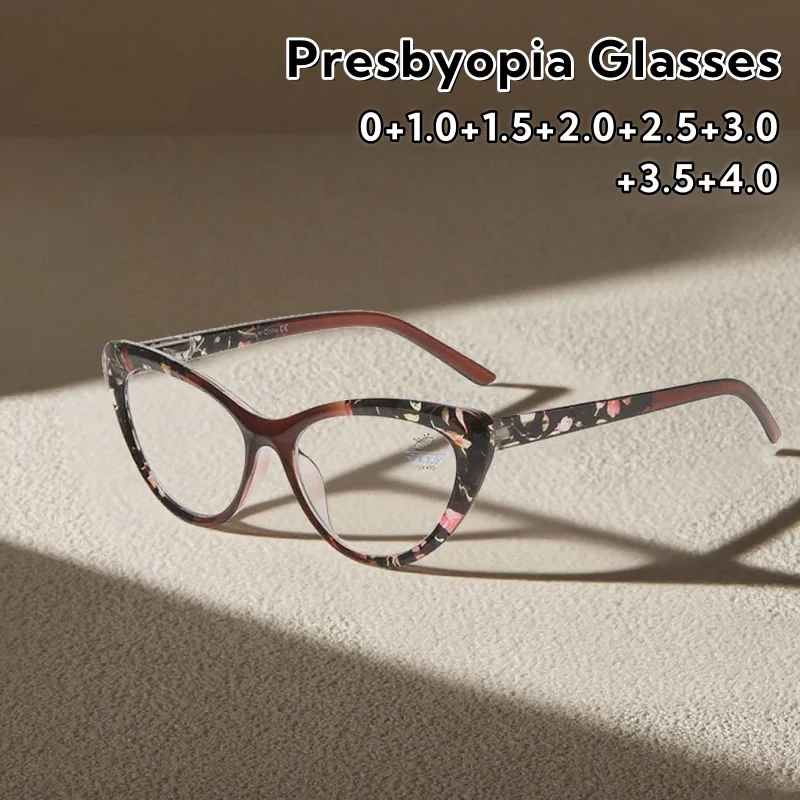 

Large Framed Fashionable Cat Eye Presbyopia Glasses Ultra Light Comfortable Lady and Gentleman HD Anti-Blue Light Eyeglasses