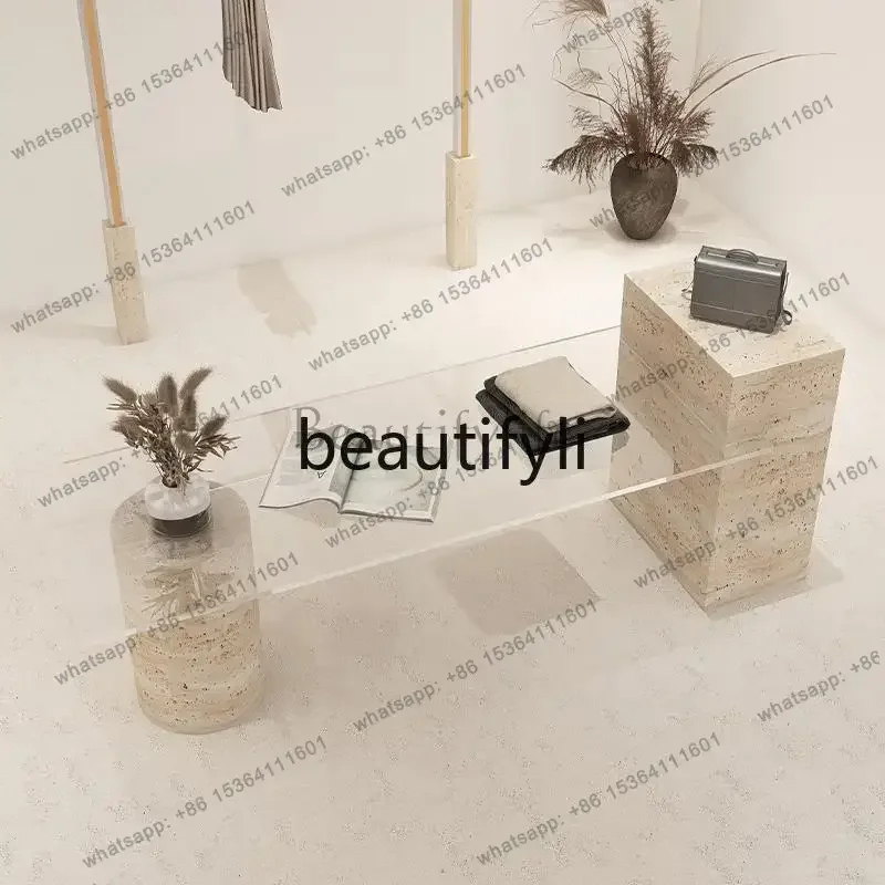Factory Direct Clothing store travertine glass flowing table women's clothing store jewelry ornament display table