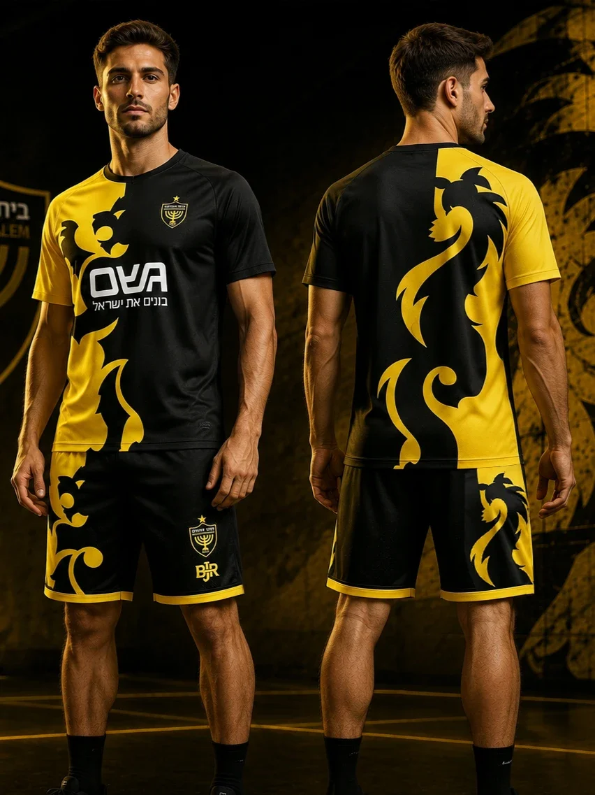 New Beitar Jerusalem Special Edition Football Jersey Black Yellow Lion Sublimation Print Soccer Shirt for Men Quick Dry Fan Tops