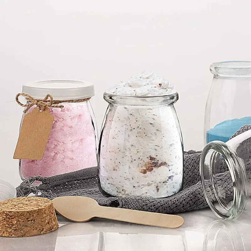 10Pcs Empty 100/200ML Glass Storage Jars with Cork Lid Glass Containers w/ Tags and Ropes For Pudding Jam DIY Candle Decorative