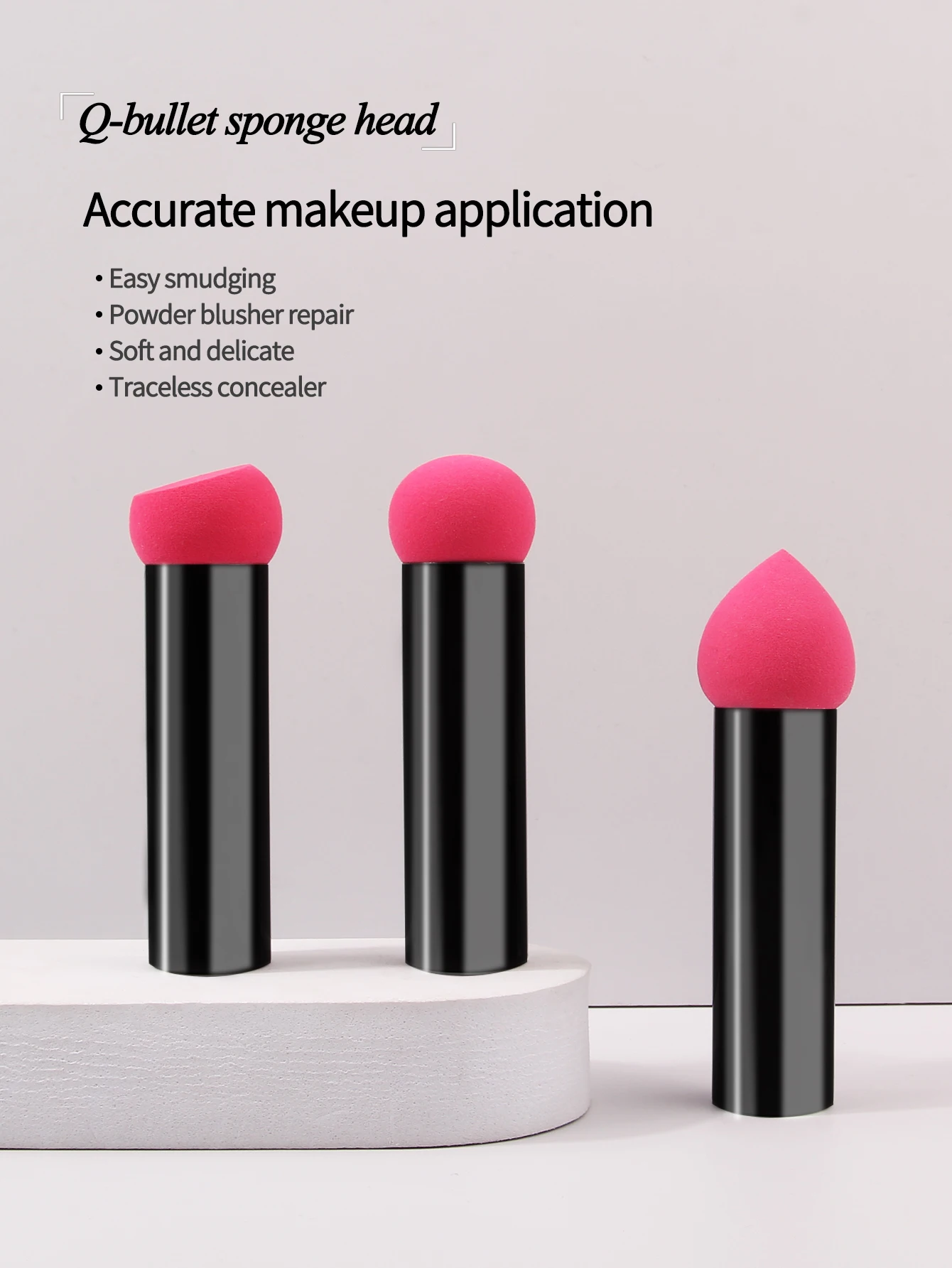 Bouffée de poudre de champignon à tête ronde avec manche en métal noir, éponge de poudre de haute qualité pour le maquillage de fond de teint