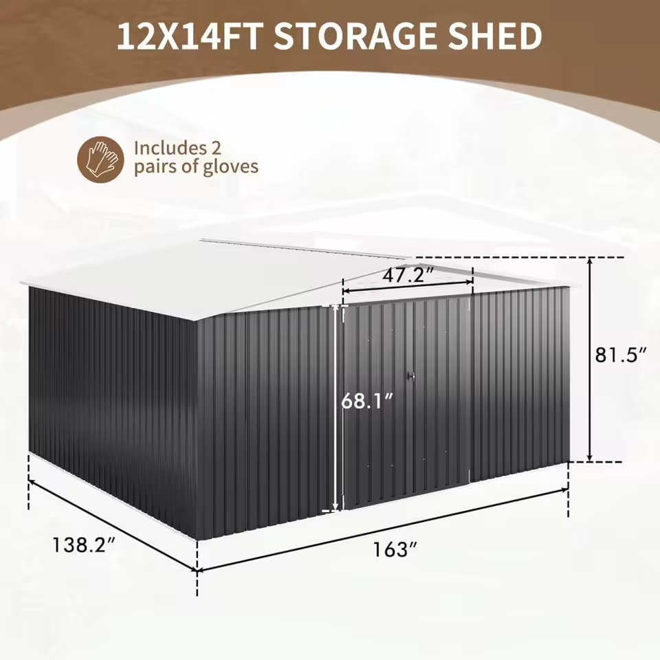 12x14 FT Outdoor Metal Storage Shed image
