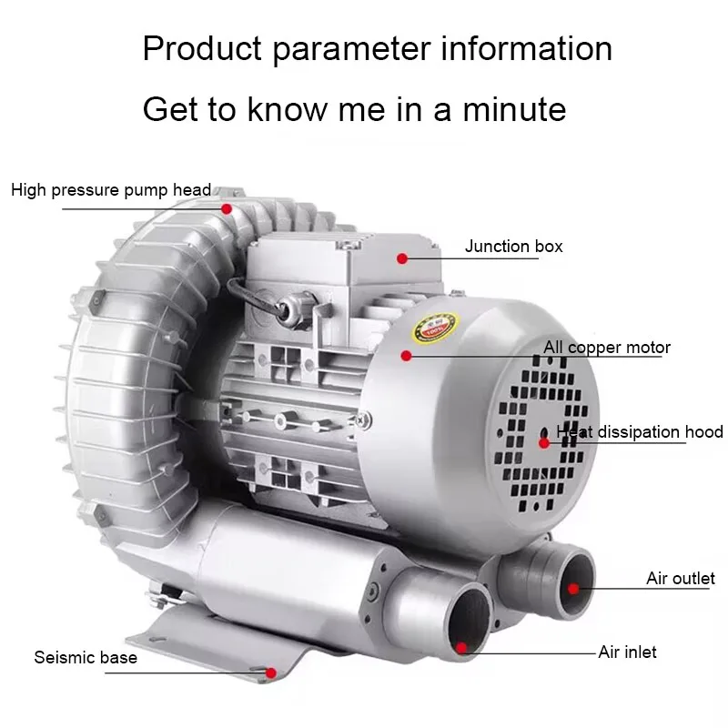 220V single phase High Pressure Blower Ring Vortex Blower High Prssure Air Pump