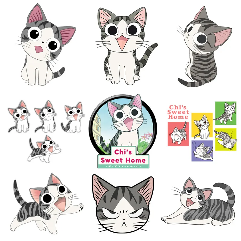 Anime Chi\'s Sweet Home Kawaii Cat Cartoon Patches for Clothes Heat Transfer Stickers DIY Kids Tshirt Iron on for Women Appliqued