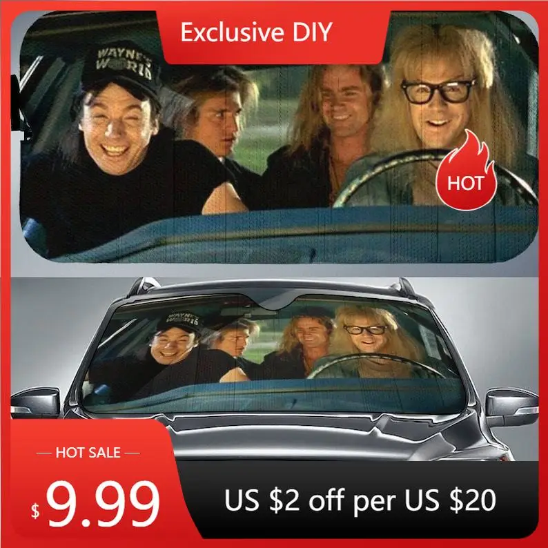 

Wayne's World Car Auto Sun Shade, Car Decor, Car Accessories, Car Sun Shade, Car Sun Shade, Car Windshield