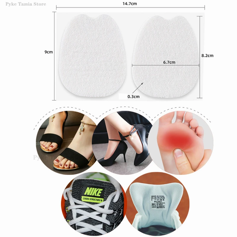 4pcs Felt Forefoot Pads Shoes Tongue Stickers High Heels Pain Relief Inserts Half Insoles Foot Anti-wear Corns Calluses Stickers