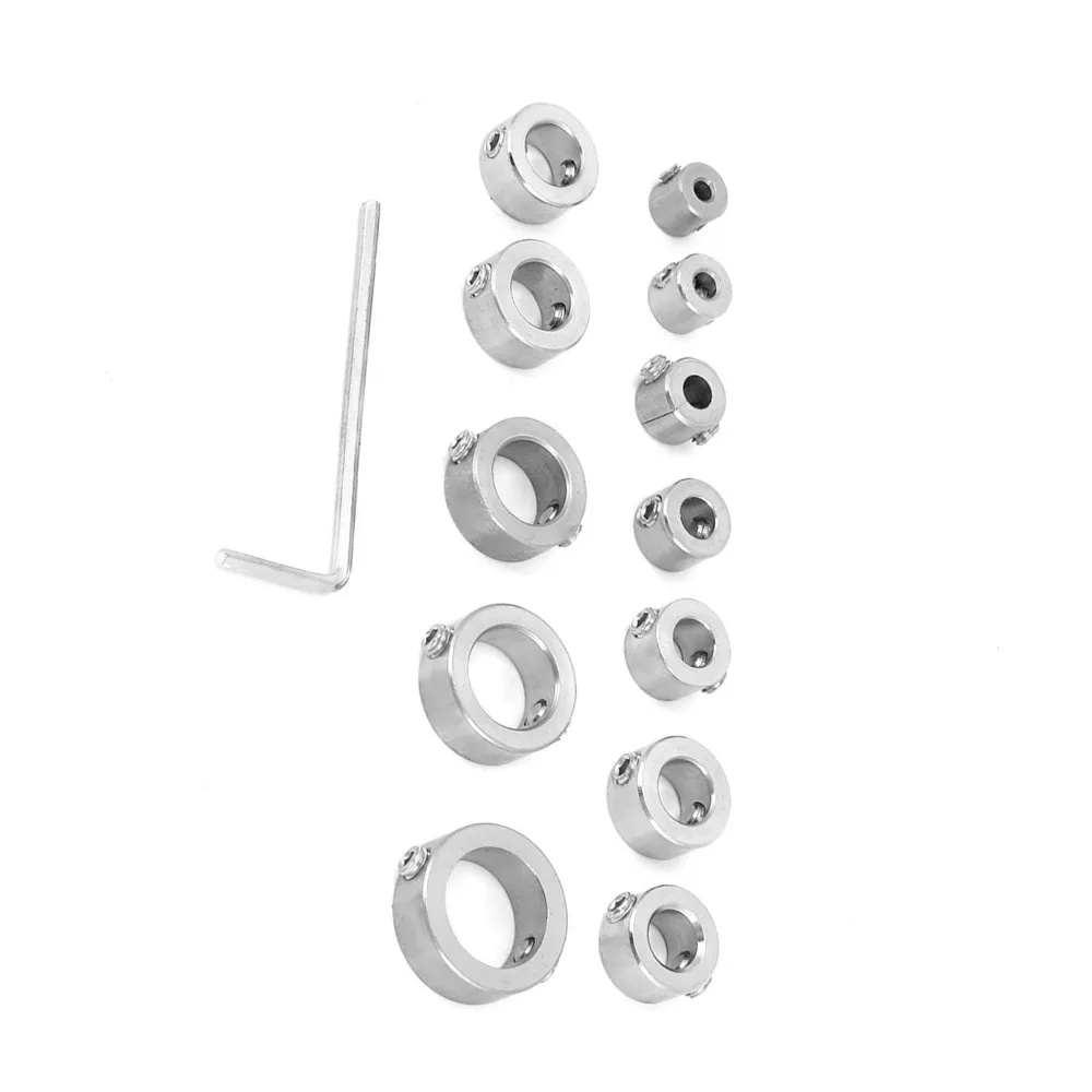 12pcs 3mm-16mm Drill Bit Depth Stop Collar Set with Hex Wrenches 304 Stainless Steel Drilling Limit Ring Set with Storage Box