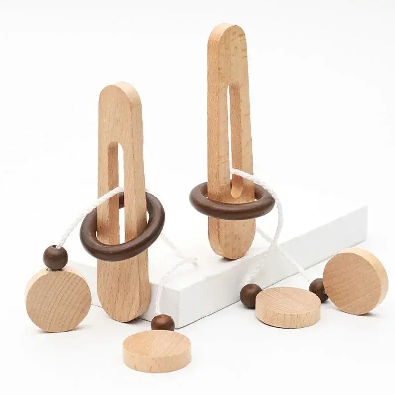 

Wooden Interlocking Ring Puzzle Unlocking Game Wooden Ring Escape Classic Logic and Spatial Thinking Training Game Child Adults