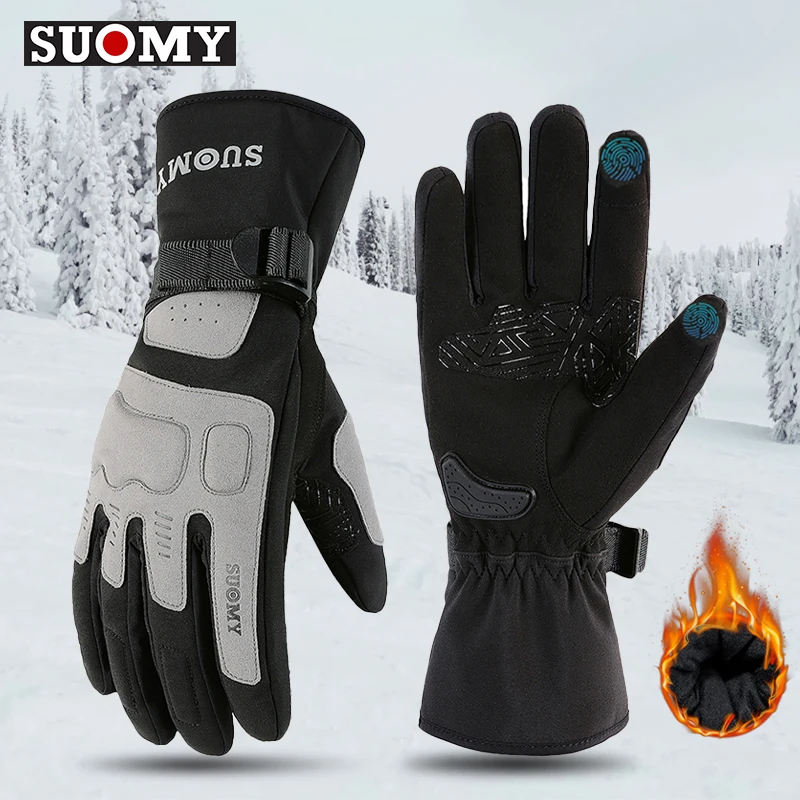 

SUOMY Winter Warm Motorcycle Gloves Man Wind Waterproof Motocross Riding Gloves Shock-absorbing Anti-drop Moto Glove Touchscreen