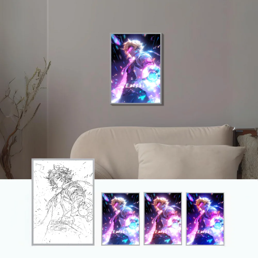 INS Game Character Future Warrior LED Neon Light Painting, HD 3-tone verlichting, woondecoratie frame, Game Room Night Lamp Gift