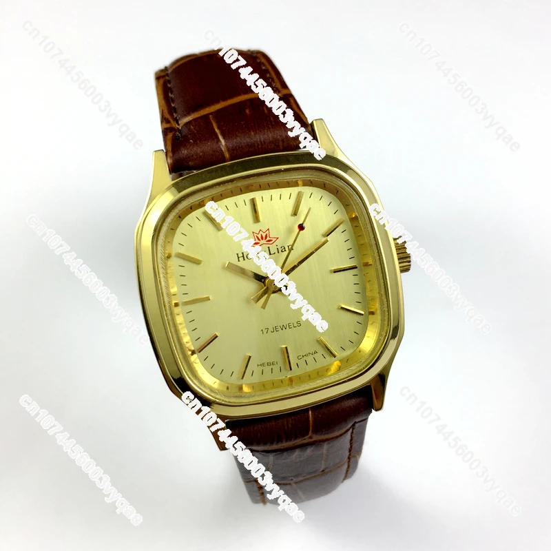 Watch factory produced manual machinery, square yellow shell yellow surface