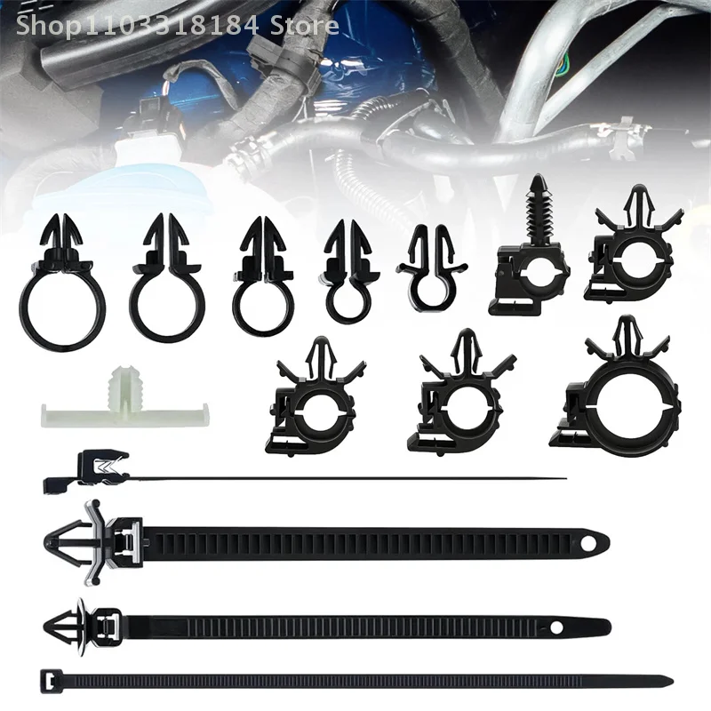

200pcs Car Wire Loom Routing Clips Push Mount Cable Tie Assortment 15 Sizes Car Harness Routing Clips