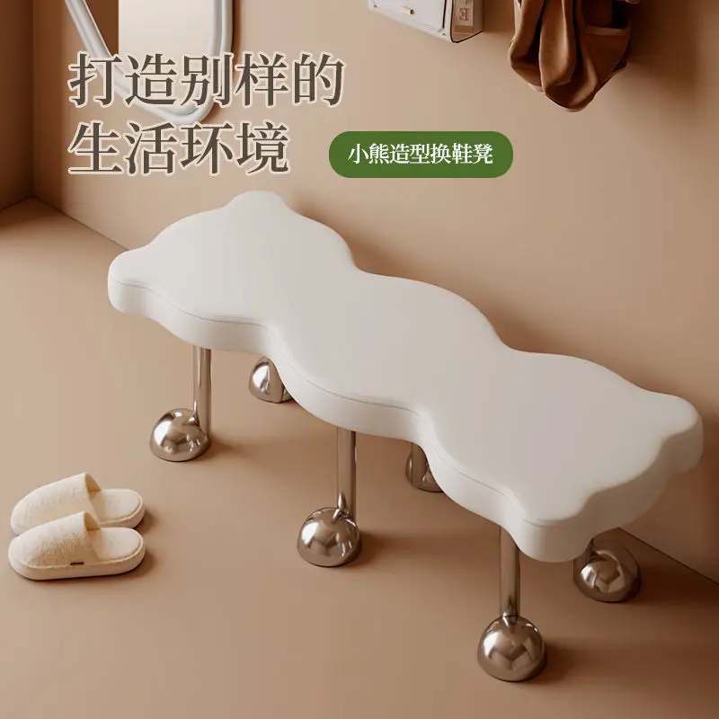 

Bear bench waterproof leather Light luxury shoe changing bed end creative designer long stool furniture dining chairs