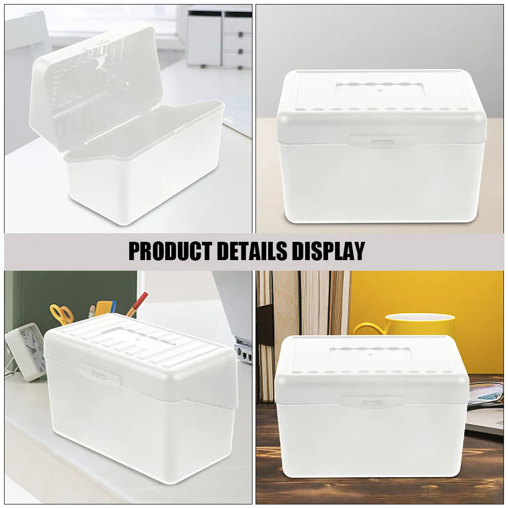 

2Pcs Business Card Storage Box Desk Organizer Portable Office Cards Holder Large Capacity Index Card Box for Women Men