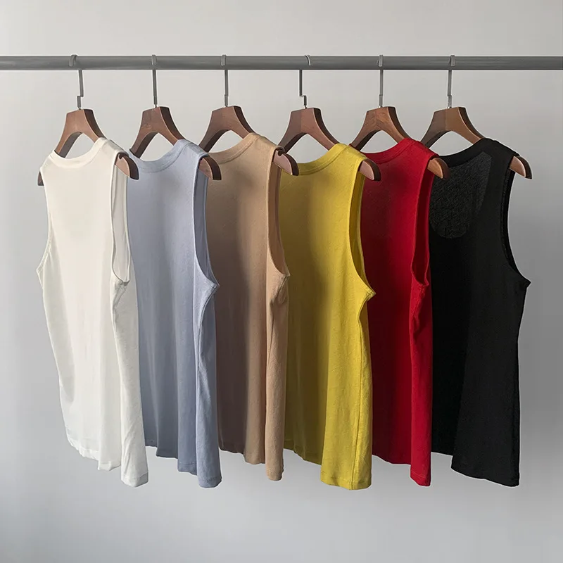 Summer Basic Thin Twisted Sleeveless Vest Elastic Loose Small U-neck Design Top for Women