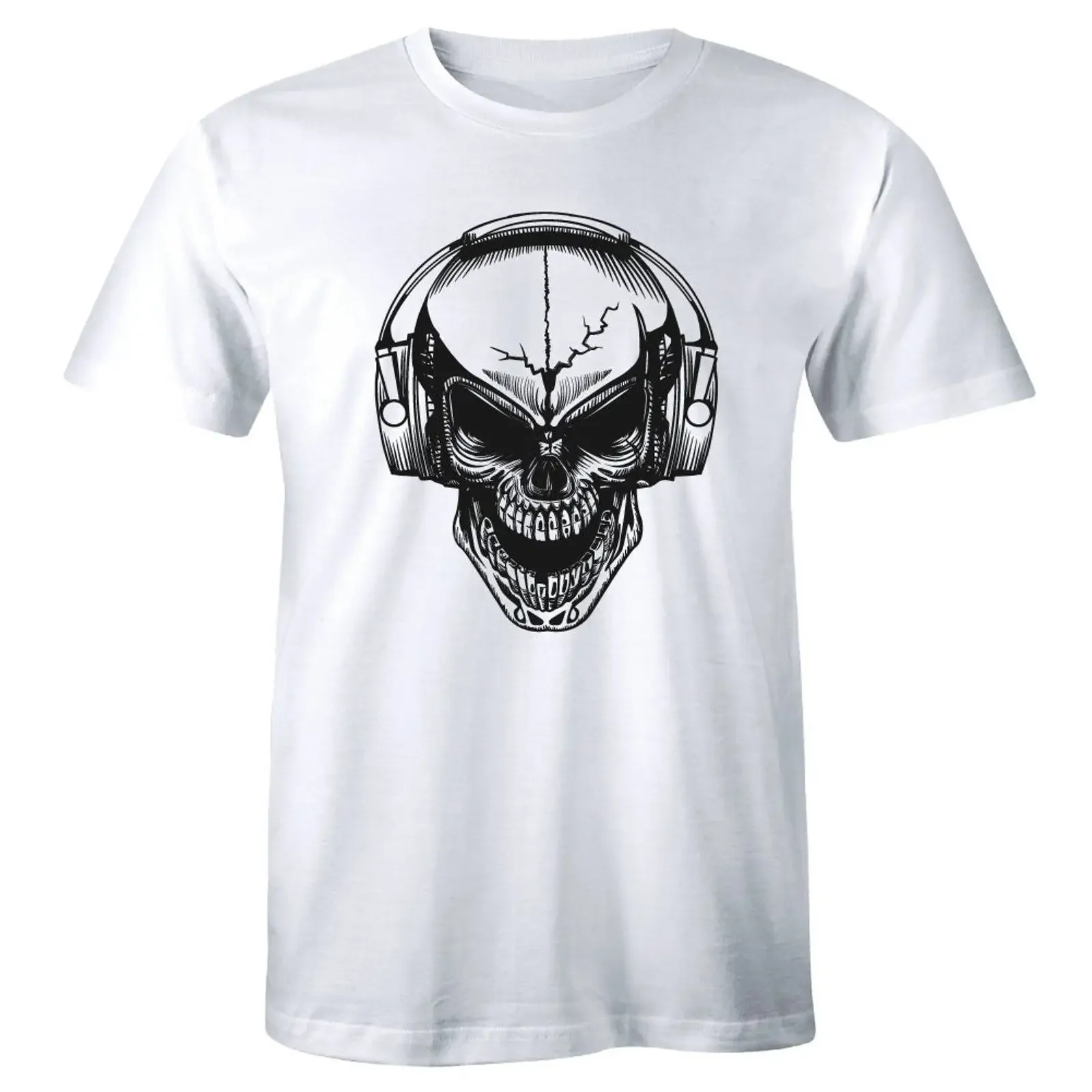 Футболка DJ Skull для клубных вечеринок, музыкальных фестивалей, танцев и рейвов, мужская, премиум-класса, винтажная, с эффектом потертости, мягкая, дышащая, стильная, уличная одежда