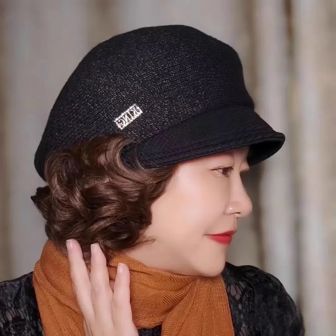 الفاخرة محبوك قبعة شعر مستعار المرأة لينة حافة قبعة البيريه الخريف الشتاء وجه صغير الرسام قبعة المرأة العصرية قبعة
