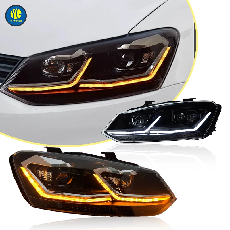 

YU GUANG для Volkswagen POLO 6R LED фары MK5 2011-2018: Обновленные автозапчасти VW Polo, передние фары LED с двойными проекторами