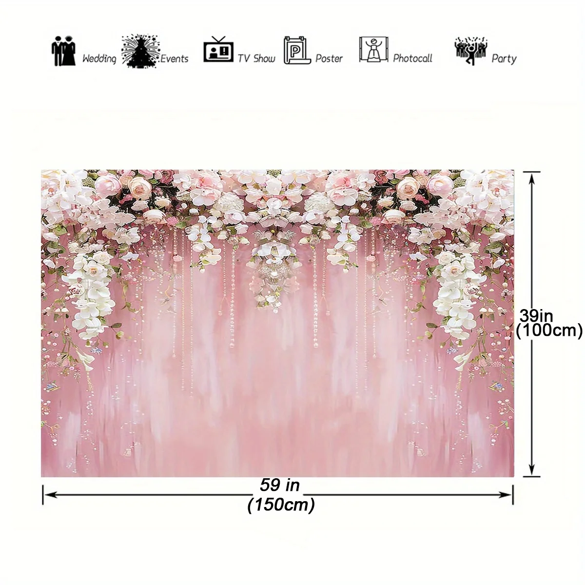 Elegant Pink Rose Wedding background - Versatile polyester floral photography background for bride and party shooting