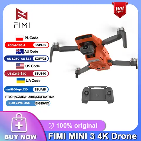 FIMI MINI 3 Drone 4K Super Night Video 9km 3-axis Gimbal 249g Ultralight Design Smart Tracking CO CE