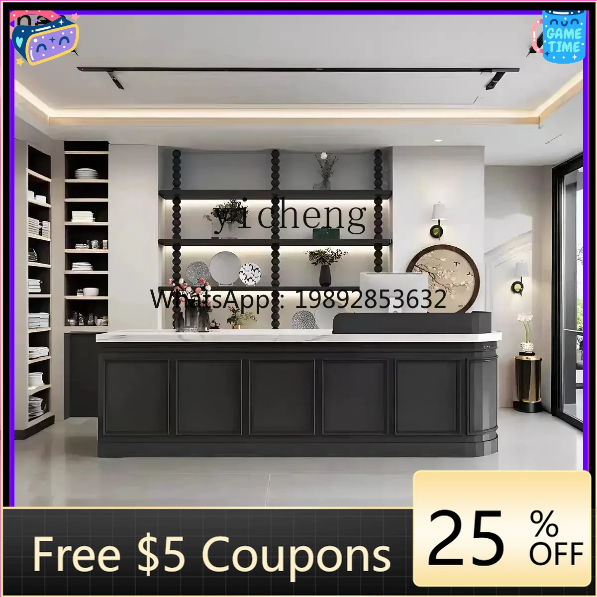 

AA Dessert Shop Bar Table Beauty Salon Clothing Store Corner Cashier Desk Vintage Front Desk Reception Desk Lacquer