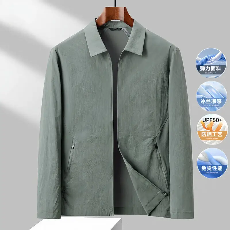 

2025 Summer Thin Lapel Jackets for Men's Classic Solid Business Casual Jacket High End Sunscreen Jacket Tops Social Men Clothing
