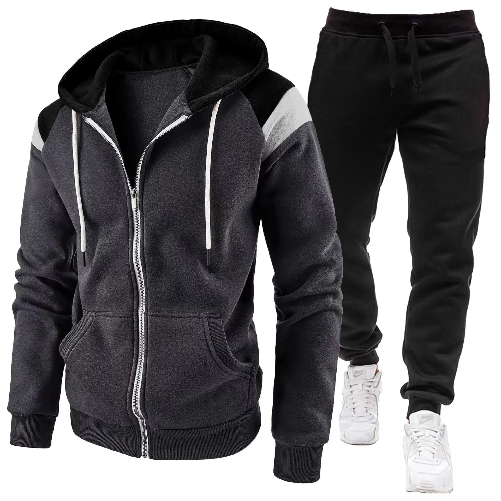 Men\'s Hoodie Fleece Cool Casual Winter Apparel Hoodies Sweatshirts Casual Sports Cardigan Long Sleeved Zipper Top Men Clothing