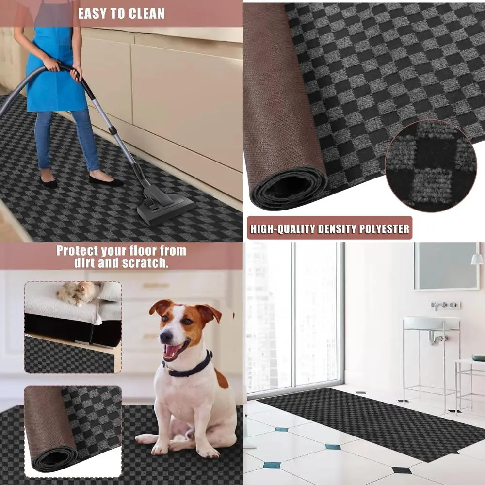 

Customizable Checkered Black Carpet Runners for Indoor/Outdoor Use with Non-Slip Backing