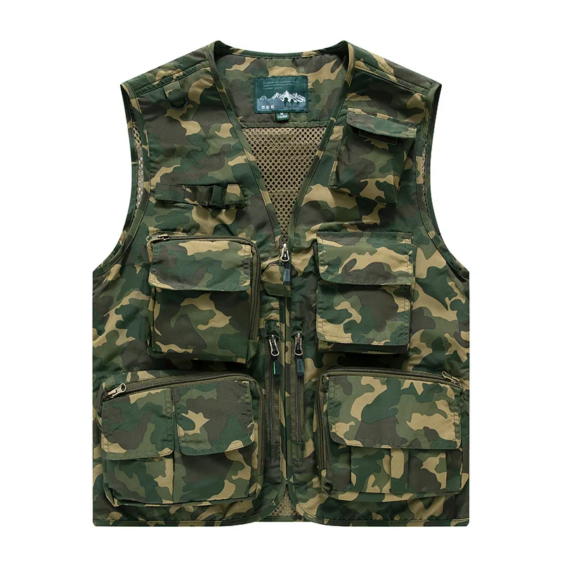 S-7XL Multi-pocket Vest Men Military Tactical Cargo Jacket V-neck Casual Fishing Photography Sleeveless Tops Zipper Waistcoat