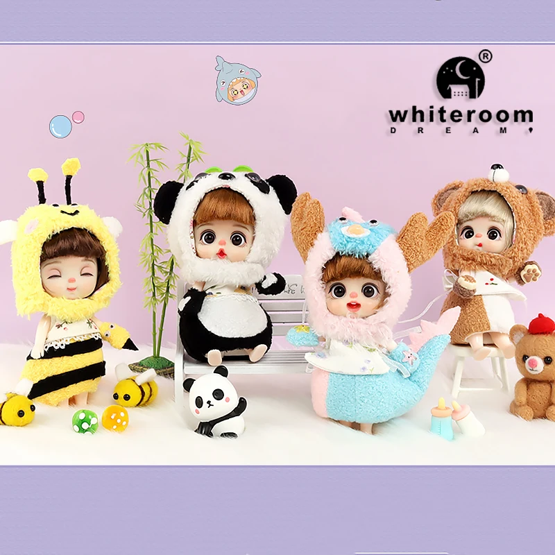 2024 New Mini Pocket Doll abbigliamento a forma di animale bambole simpatiche regali di festa per ragazze Dragon Panda Rabbit Little Bear Rainbow