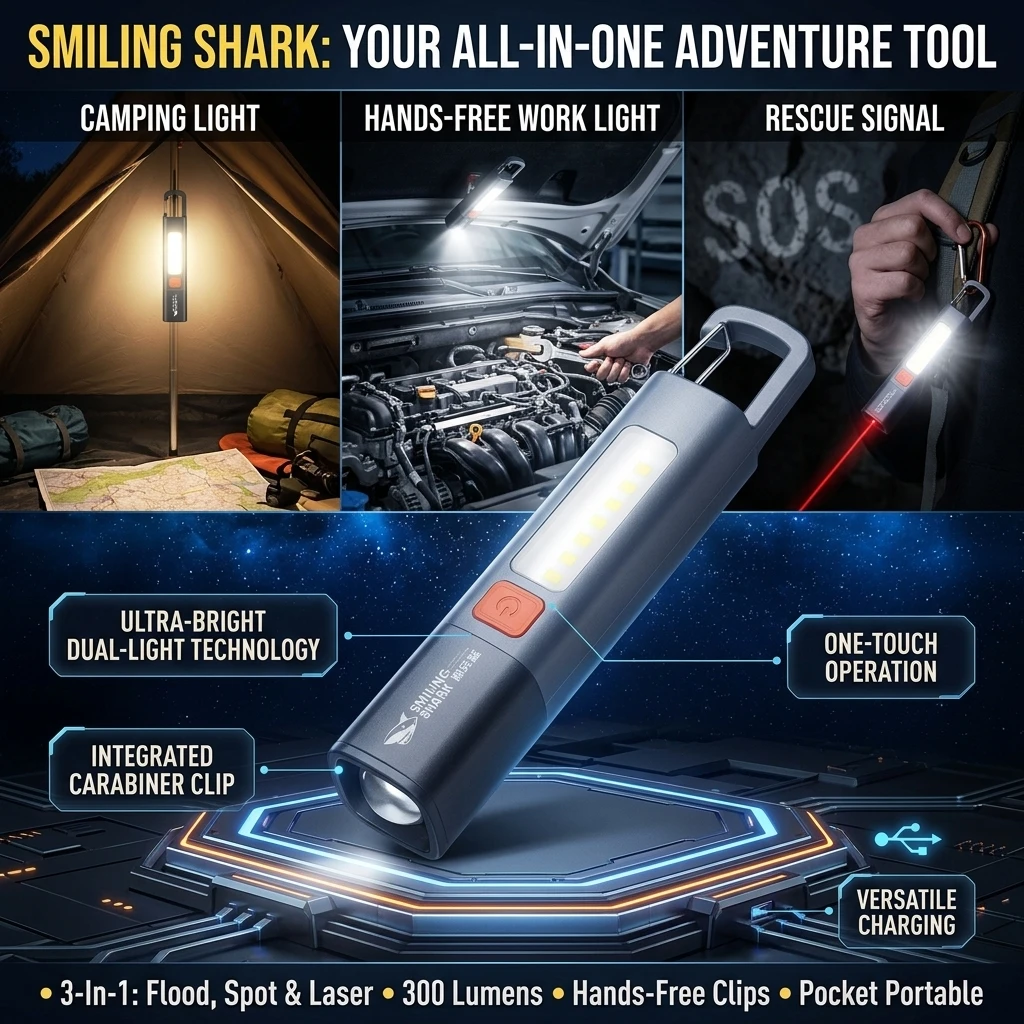 Strong Lighting ABS Flashlamp USB Charging Portable Outdoor EDC Torch Camping Hanging Flashlights Telescopic Focus COB Side Lamp