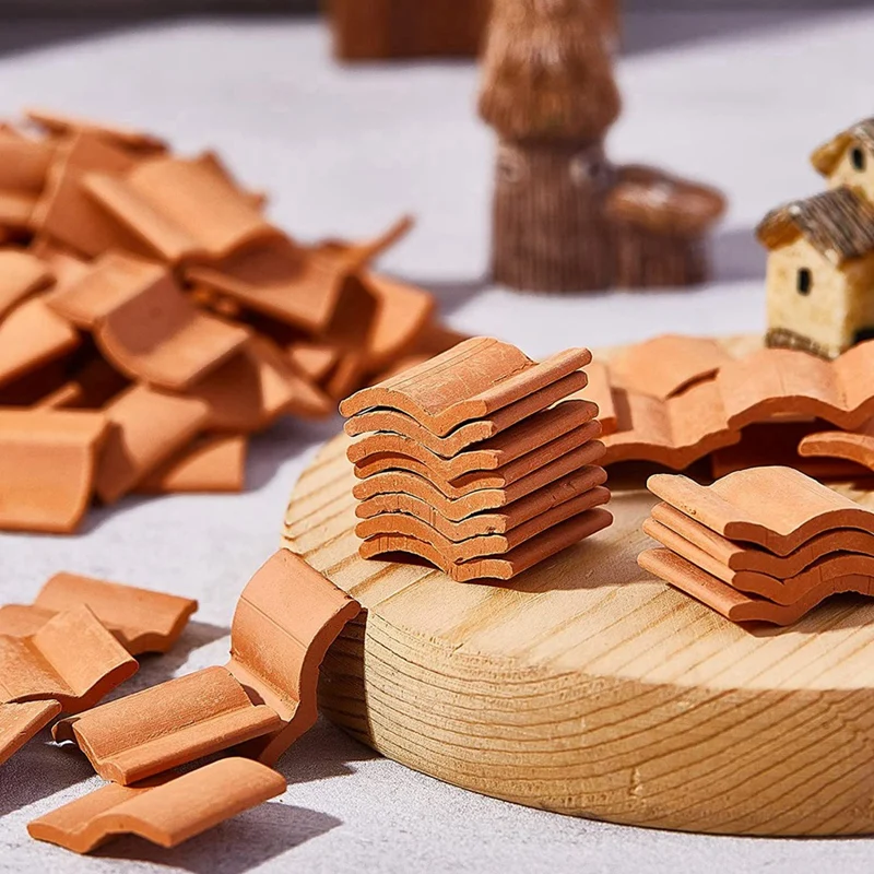 Conjunto de construção de modelo de telhas, telhas em miniatura, telhas para casa de bonecas, modelo de telha falsa, acessórios de paisagem, 500 peças