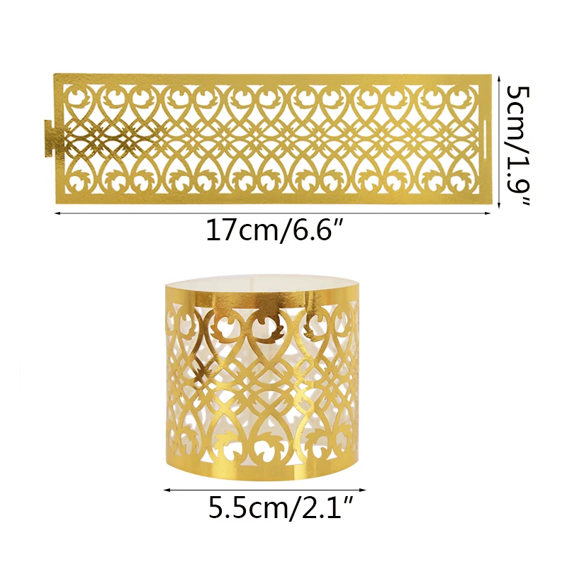 할로우 아웃 종이 반지 냅킨 홀더, 생일 웨딩 파티 저녁 식탁 장식 냅킨 버클, 블랙 골드 실버 색상, 20 개