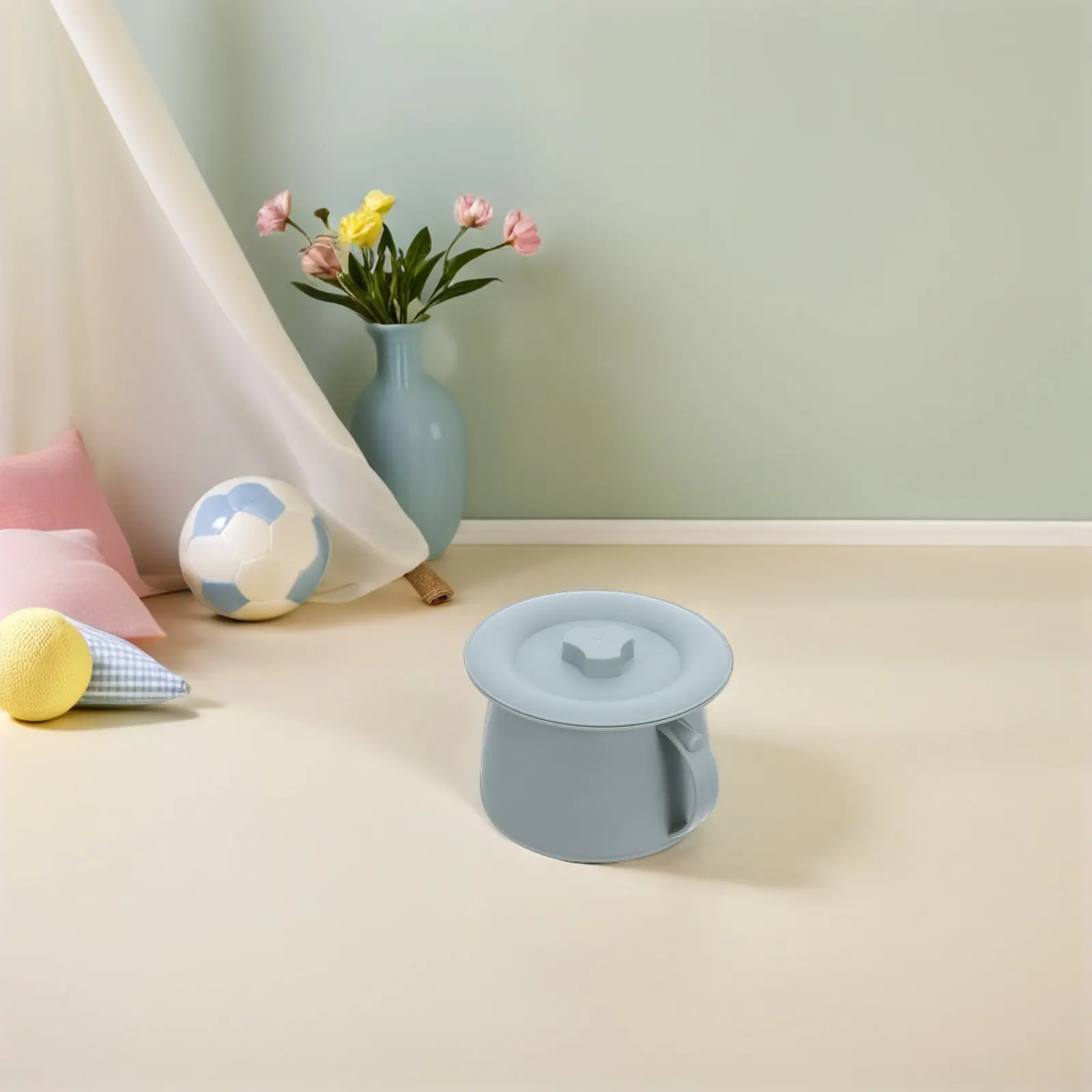 Plastic Portable Portable Urinal Bucket Potty Toilet For Pregnant Women Light Green Thickened Chamber Lid Cleaning