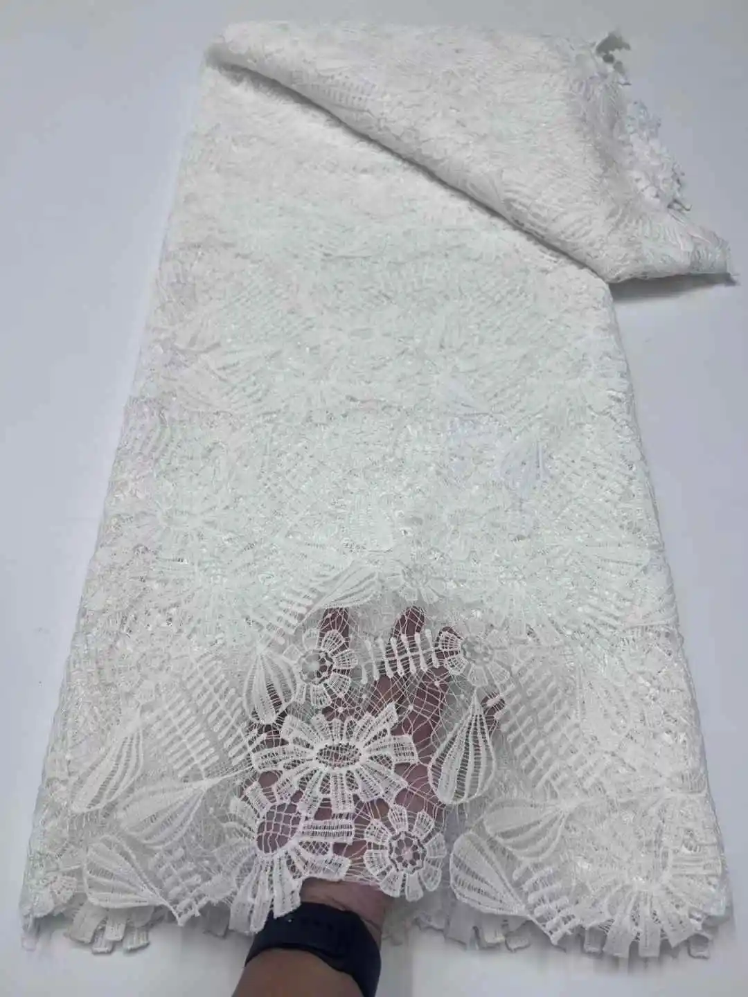 

French Embroidery Guipure Cord Lace Fabric 2025 High Quality French Cord African Lace Fabric For Wedding Party RuF