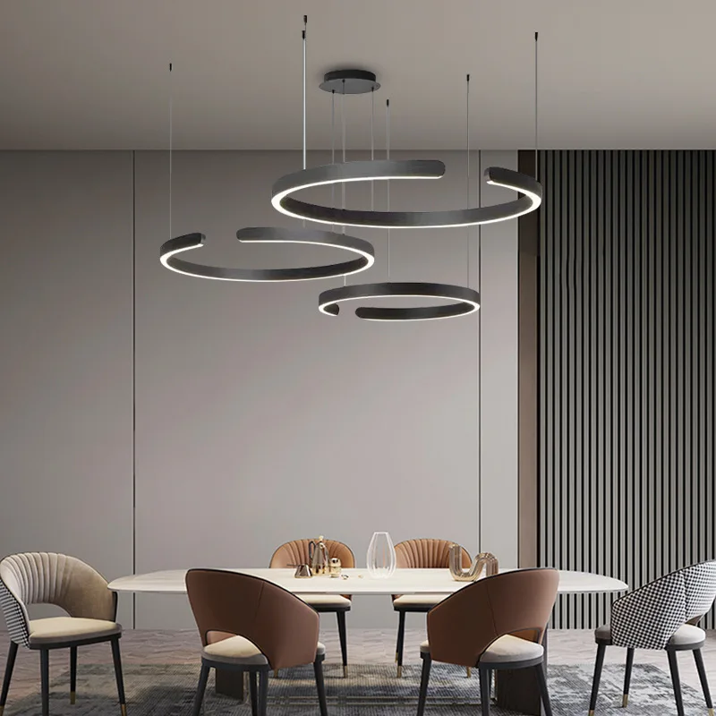 Nordic Minimalist Design C Aluminium Pendant Lights for Living Dining Table Room Bar Front Desk Dimmable Hanging Light Fixture