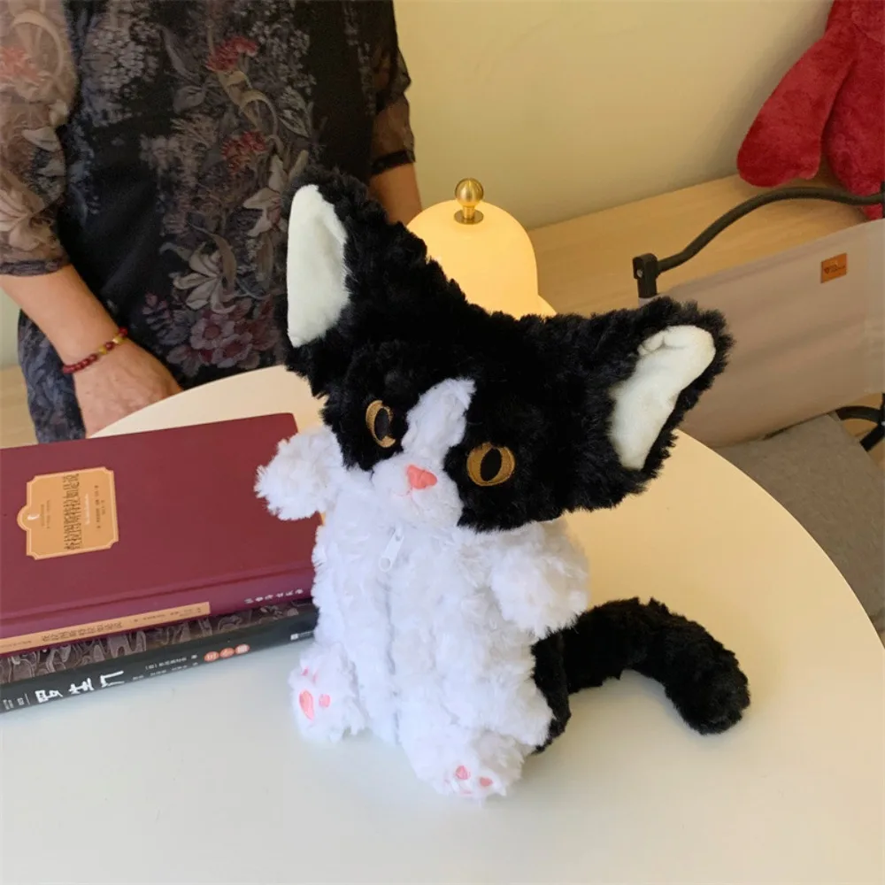 

Pencil Case Long Tail Cat Doll Pencil Bag Simulated Cat Doll Stationery Bag Large Capacity Stuffed Cat Pen Pouch Stationery