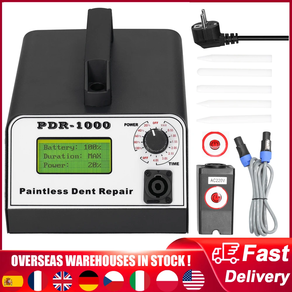 PDR-1000 آلة إصلاح دنت السيارة بدون طلاء جهاز إصلاح دنت جسم السيارة الوقت/الطاقة أداة إزالة الخدوش المحمولة القابلة للتعديل