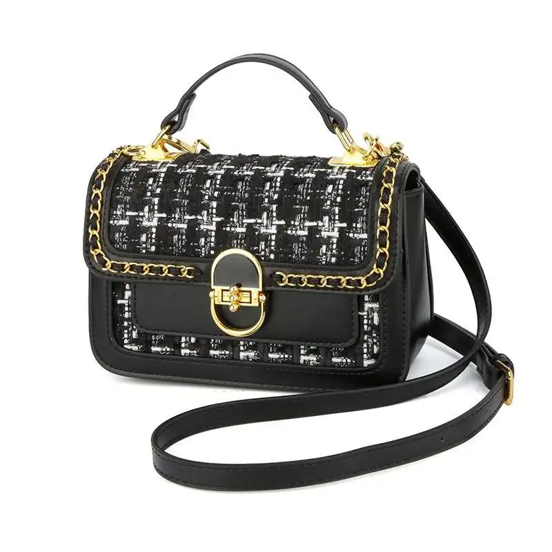 

Модная корейская клетчатая сумка через плечо с контрастной цепочкой, женская сумка в стиле ретро, универсальная сумка-кроссбоди, весна 2024